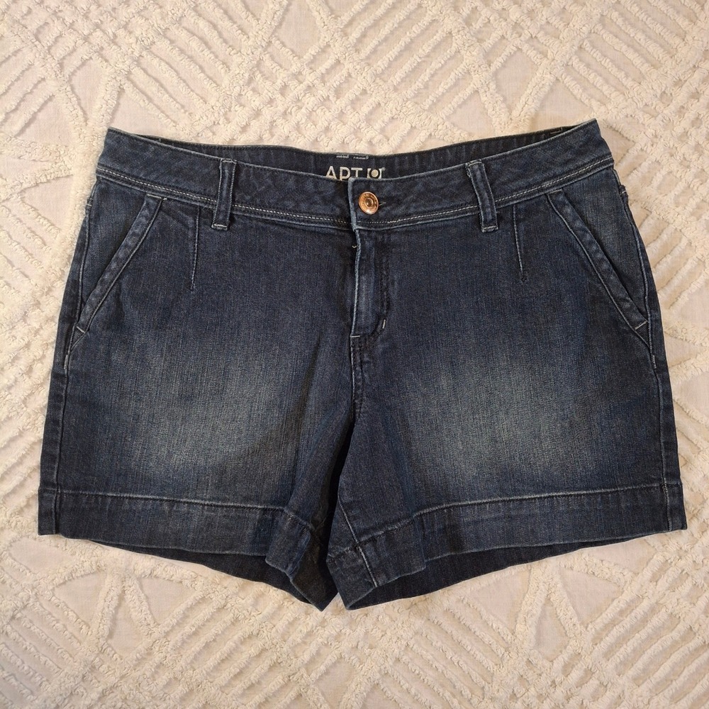 Apt 9 Modern Fit Denim Shorts Womens 12 Dark Wash Stretch Blue Cotton Jeans